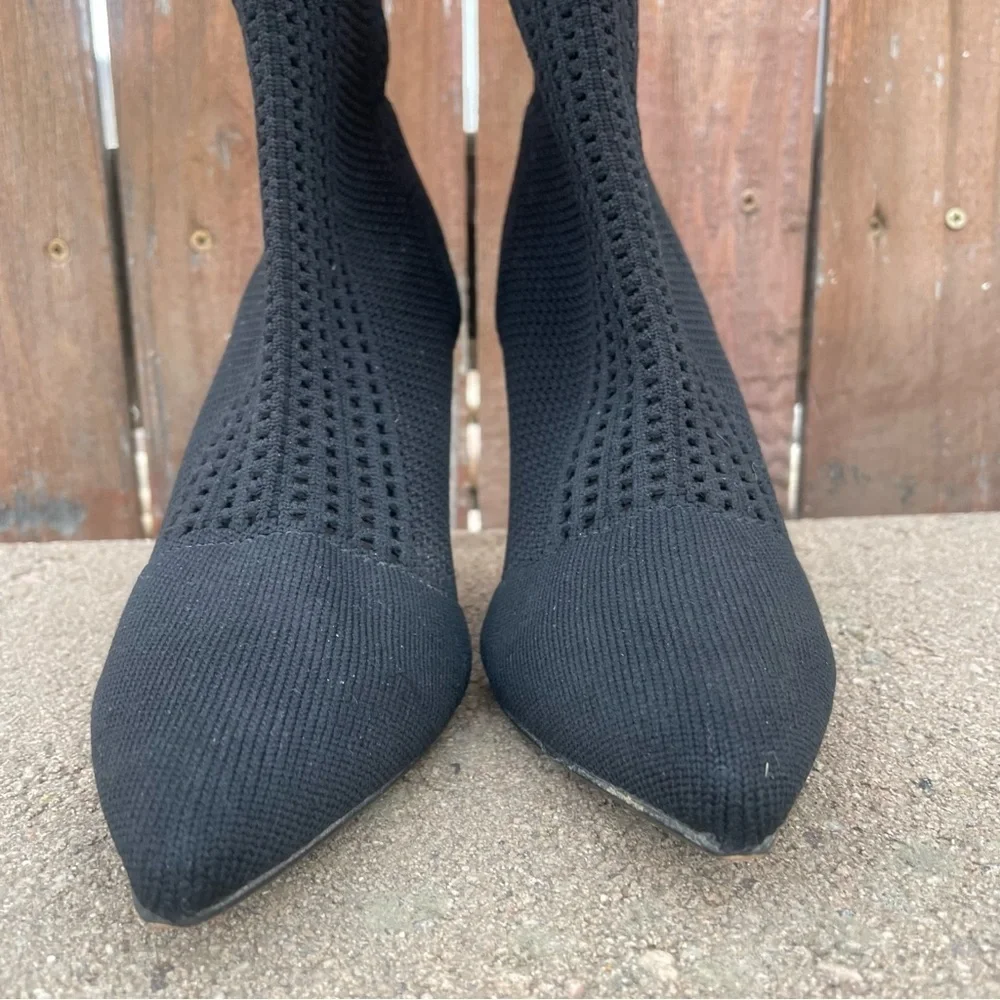 CATHERINE MALINDRINO Women’s Black Lace Stiletto Heel Pointed Toe Bootie Shoe 6